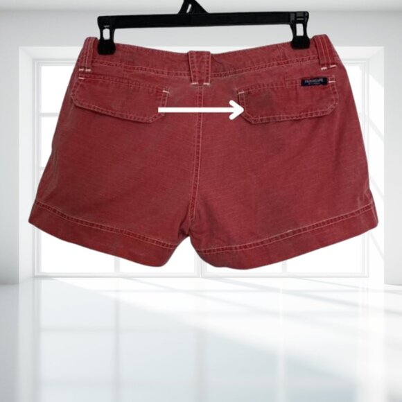 Periscope Red Fade Cotton Utility Shorts White Stitching Size 3 Y2K Aesthetic - Picture 8 of 10